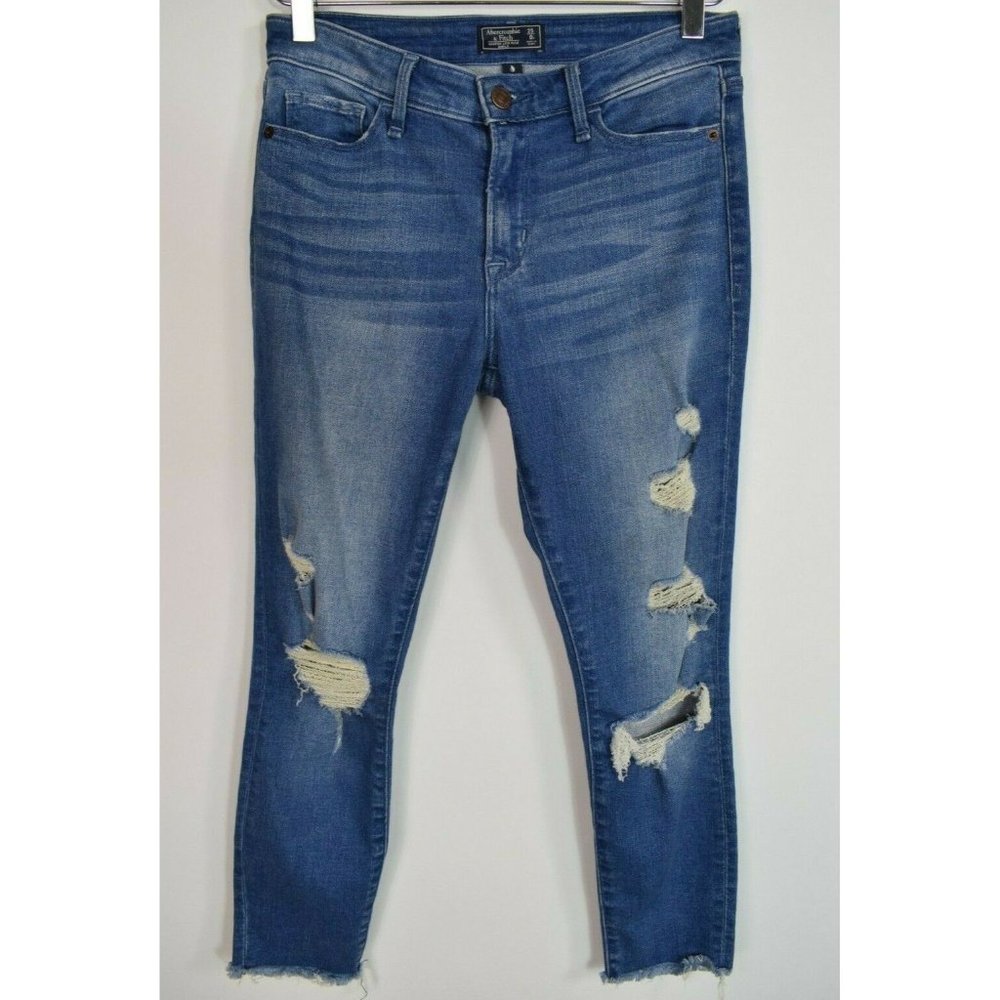 Abercrombie Harper Low Rise Ankle Skinny Jeans Sz 25 0S Distressed